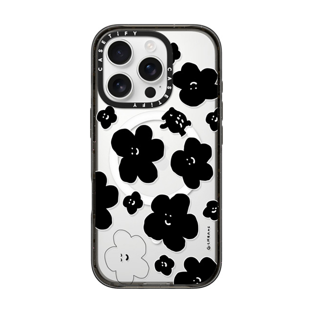 Cherng x CASETiFY iPhone 16 Pro ケース ブラック インパクトケース MagSafe対応 FLOWER MO (V2)