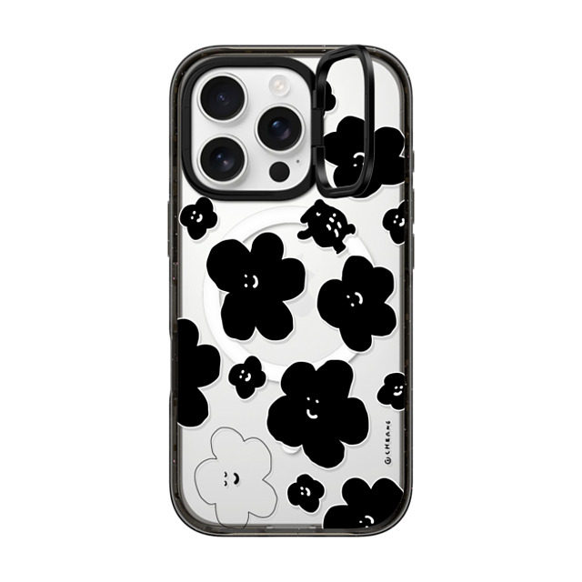 Cherng x CASETiFY iPhone 16 Pro ケース ブラック インパクトリングスタンドケース MagSafe対応 FLOWER MO (V2)