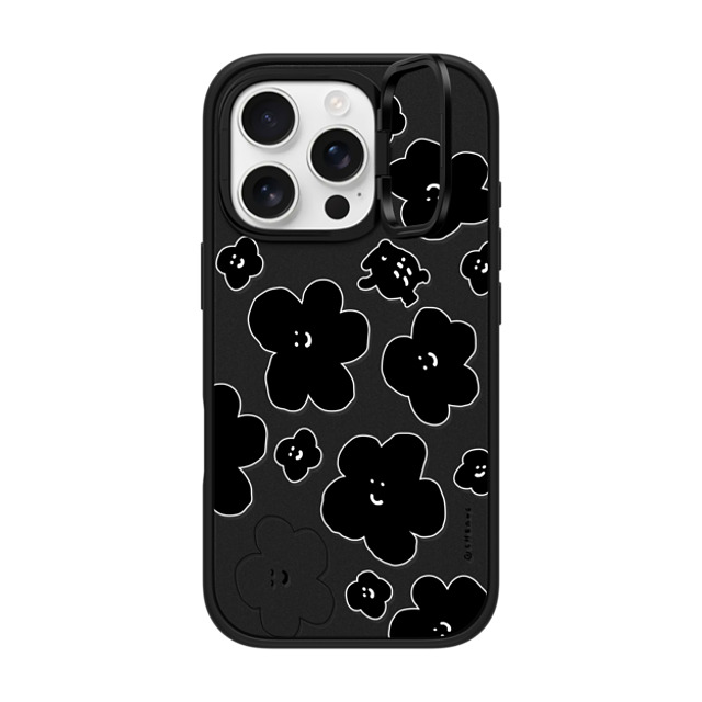 Cherng x CASETiFY iPhone 16 Pro ケース マットブラック インパクトリングスタンドケース MagSafe対応 FLOWER MO (V2)