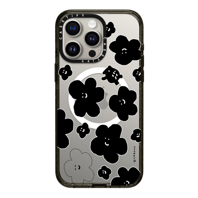 Cherng x CASETiFY iPhone 15 Pro Max ケース ブラック インパクトケース MagSafe対応 FLOWER MO (V2)