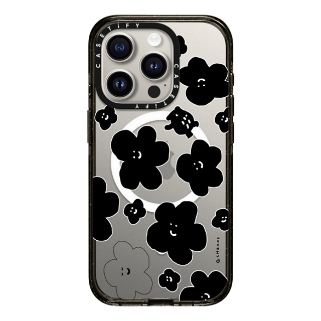 Cherng x CASETiFY iPhone 15 Pro ケース ブラック インパクトケース MagSafe対応 FLOWER MO (V2)