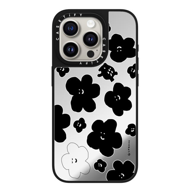 Cherng x CASETiFY iPhone 15 Pro Case Silver on Black ミラーケース MagSafe対応 FLOWER MO (V2) Cherng x CASETiFY iPhone 15 Pro Case Silver on Black ミラーケース MagSafe対応 FLOWER MO (V2)