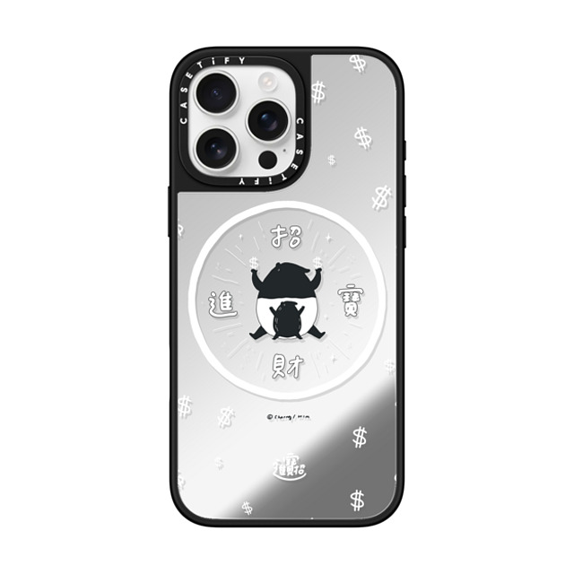 Cherng x CASETiFY iPhone 16 Pro Max ケース Silver on Black ミラーケース MagSafe対応 LAIMO- SHOW ME THE MONEY