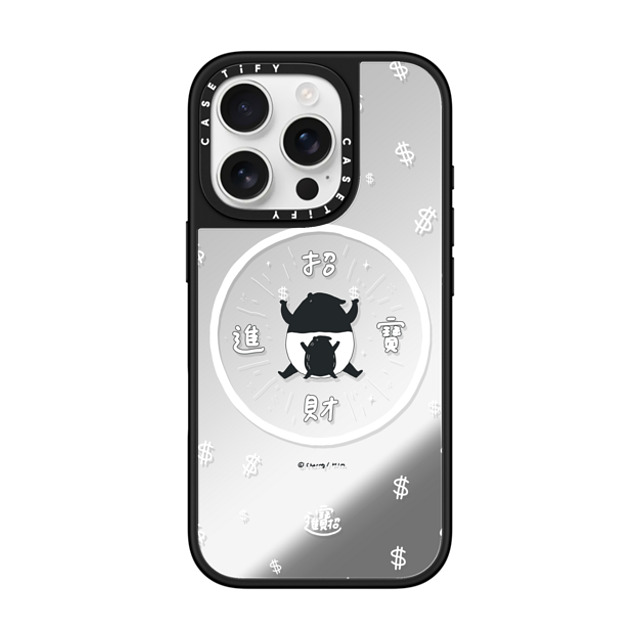 Cherng x CASETiFY iPhone 16 Pro ケース Silver on Black ミラーケース MagSafe対応 LAIMO- SHOW ME THE MONEY