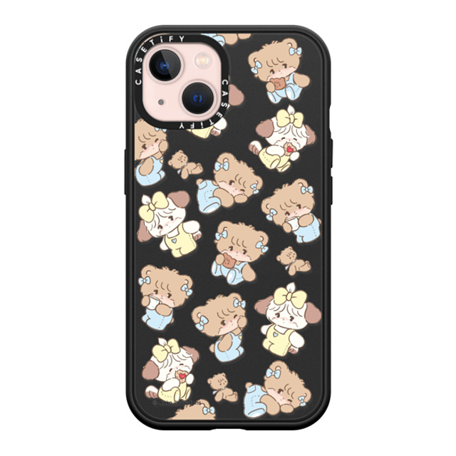 mikko illustrations x CASETiFY iPhone 13 ケース マットブラック インパクトケース MagSafe対応 souffle & latte pattern