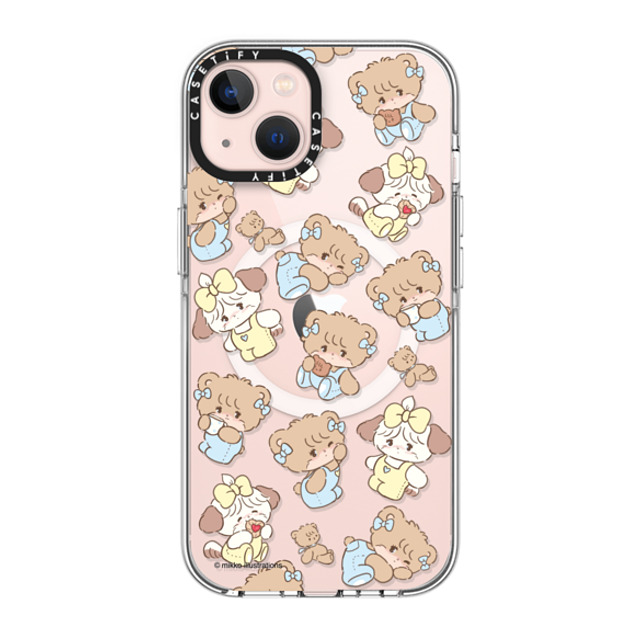 mikko illustrations x CASETiFY iPhone 13 ケース クリア クリア ケース MagSafe対応 souffle & latte pattern