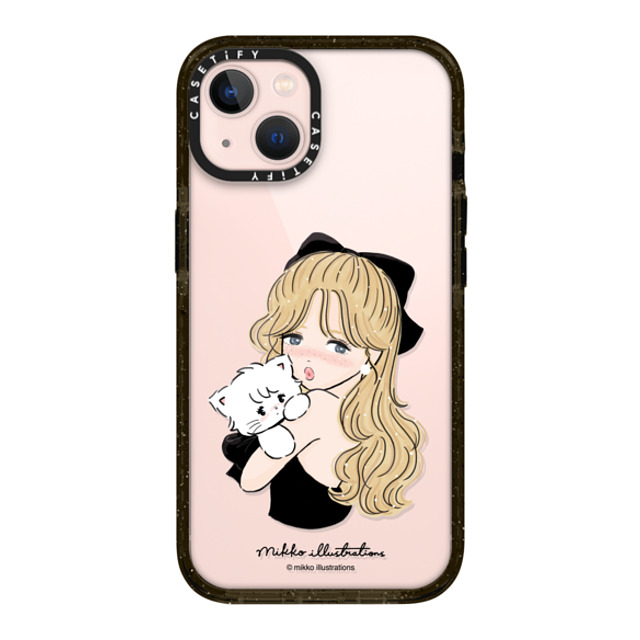 mikko illustrations x CASETiFY iPhone 13 ケース ブラック インパクトケース girl & mousse (black)