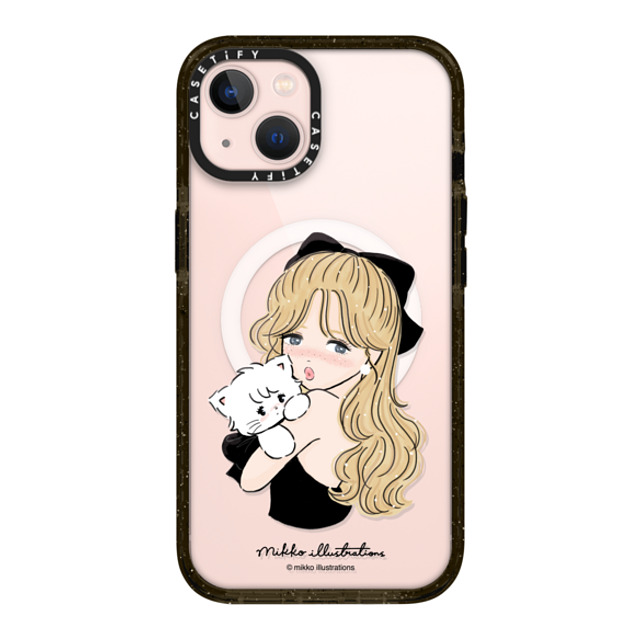 mikko illustrations x CASETiFY iPhone 13 ケース ブラック インパクトケース MagSafe対応 girl & mousse (black)