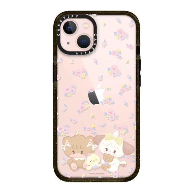 mikko illustrations x CASETiFY iPhone 13 ケース ブラック インパクトケース latte & souffle flower