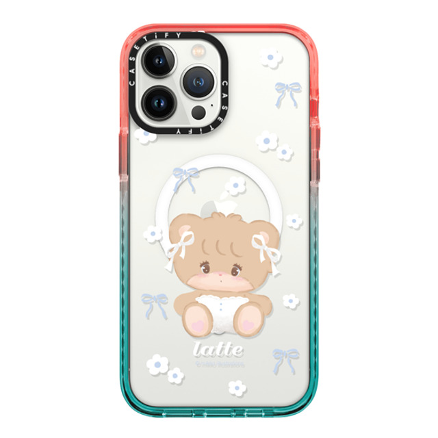 mikko illustrations x CASETiFY iPhone 13 Pro Max ケース Pink/Blue インパクトケース MagSafe対応 latte ribbon