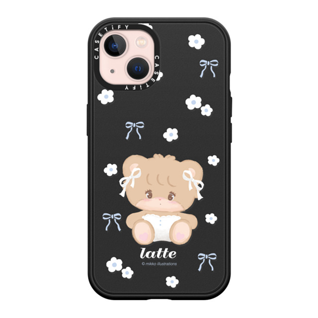 mikko illustrations x CASETiFY iPhone 13 ケース マットブラック インパクトケース MagSafe対応 latte ribbon