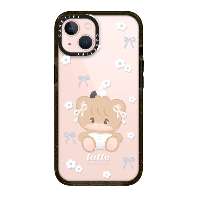 mikko illustrations x CASETiFY iPhone 13 ケース ブラック インパクトケース latte ribbon