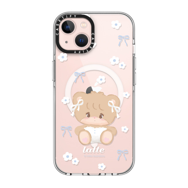 mikko illustrations x CASETiFY iPhone 13 ケース クリア クリア ケース MagSafe対応 latte ribbon