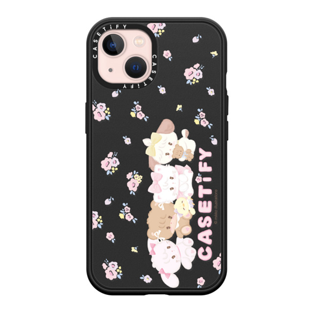 mikko illustrations x CASETiFY iPhone 13 ケース マットブラック インパクトケース MagSafe対応 花