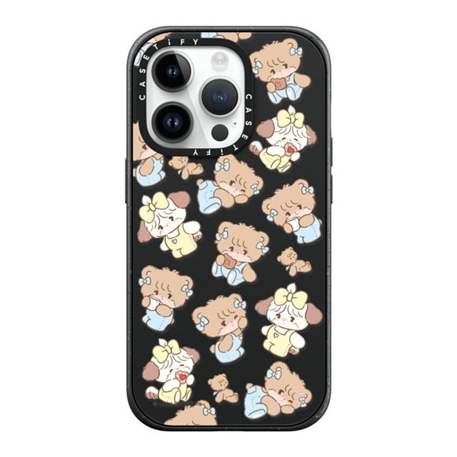 mikko illustrations x CASETiFY iPhone 14 Pro ケース マットブラック インパクトケース MagSafe対応 souffle & latte pattern