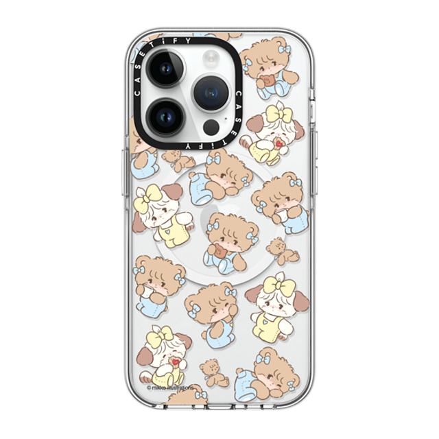 mikko illustrations x CASETiFY iPhone 14 Pro ケース クリア クリア ケース MagSafe対応 souffle & latte pattern