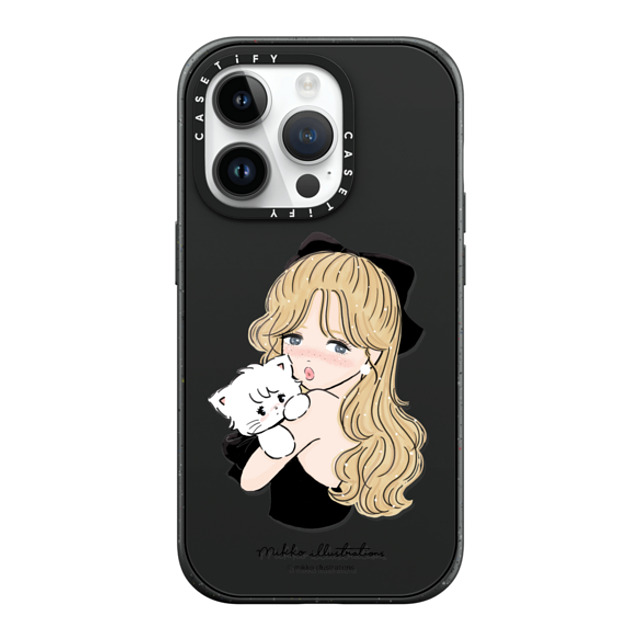 mikko illustrations x CASETiFY iPhone 14 Pro ケース マットブラック インパクトケース MagSafe対応 girl & mousse (black)