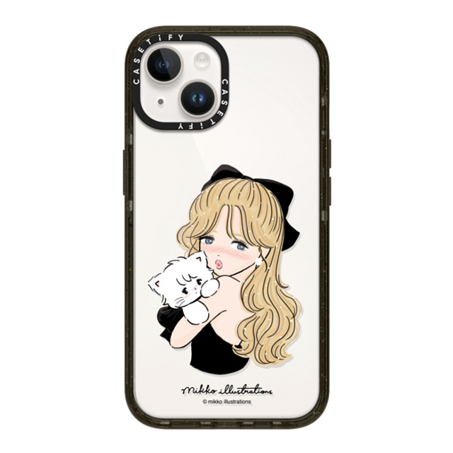 mikko illustrations x CASETiFY iPhone 14 ケース ブラック インパクトケース girl & mousse (black)