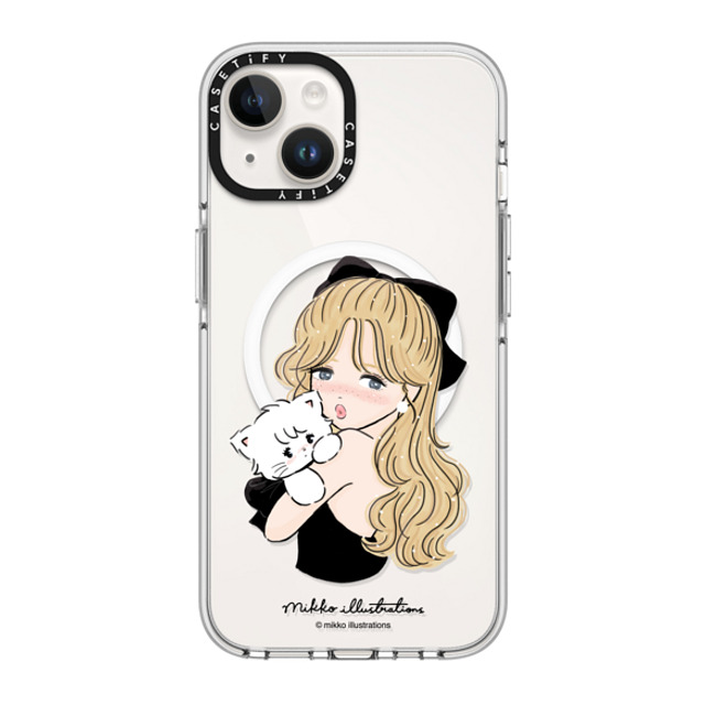 mikko illustrations x CASETiFY iPhone 14 ケース クリア クリア ケース MagSafe対応 girl & mousse (black)