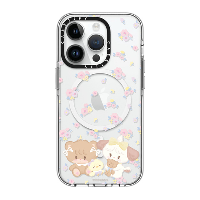 mikko illustrations x CASETiFY iPhone 14 Pro ケース クリア クリア ケース MagSafe対応 latte & souffle flower