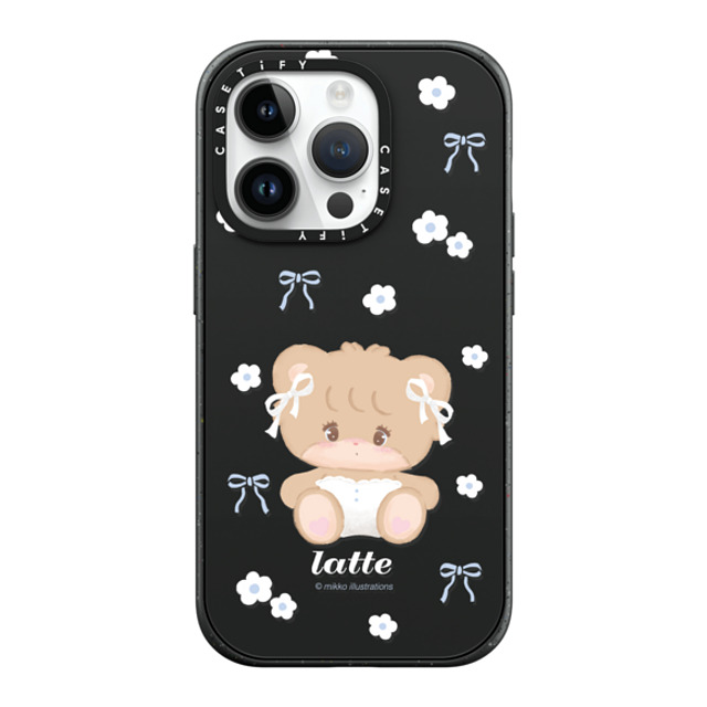 mikko illustrations x CASETiFY iPhone 14 Pro ケース マットブラック インパクトケース MagSafe対応 latte ribbon