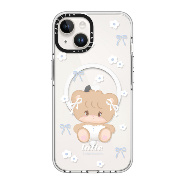 mikko illustrations x CASETiFY iPhone 14 ケース クリア クリア ケース MagSafe対応 latte ribbon