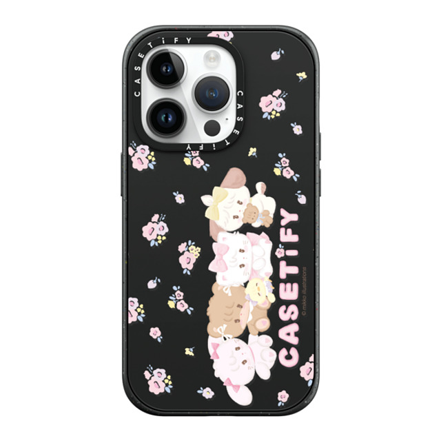 mikko illustrations x CASETiFY iPhone 14 Pro ケース マットブラック インパクトケース MagSafe対応 花