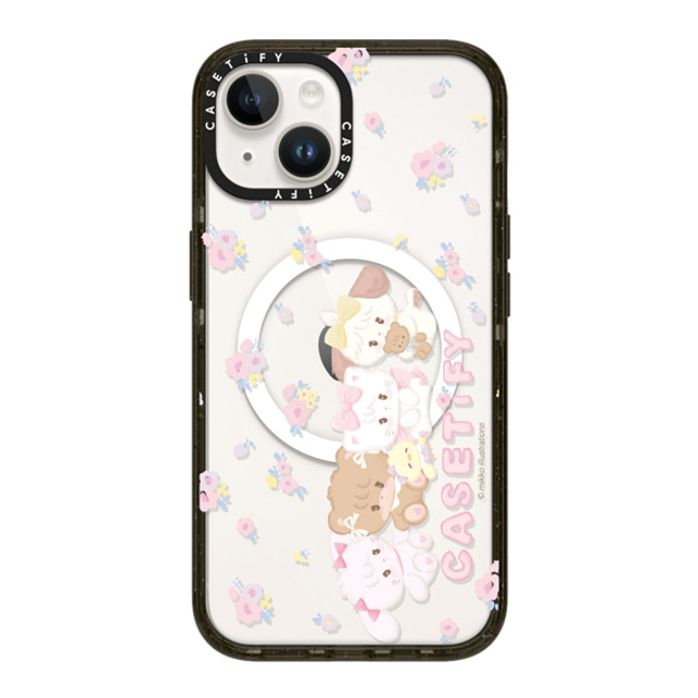 mikko illustrations x CASETiFY iPhone 14 ケース ブラック インパクトケース MagSafe対応 花