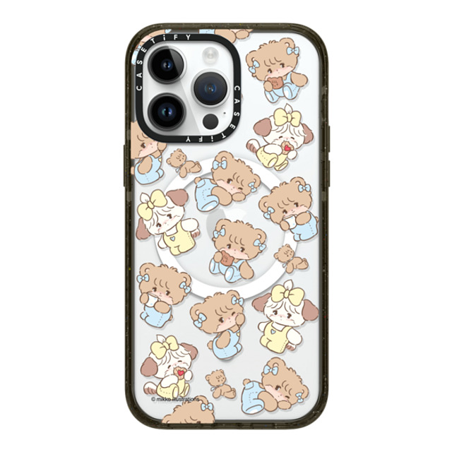 mikko illustrations x CASETiFY iPhone 14 Pro Max ケース ブラック インパクトケース MagSafe対応 souffle & latte pattern