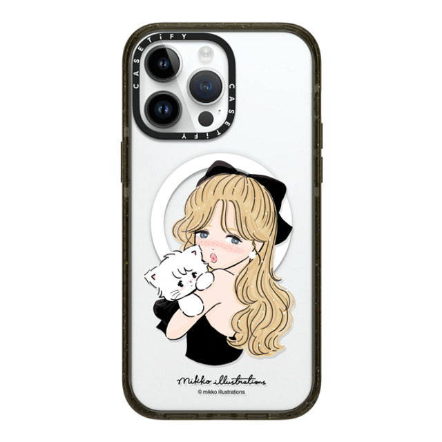 mikko illustrations x CASETiFY iPhone 14 Pro Max ケース ブラック インパクトケース MagSafe対応 girl & mousse (black)