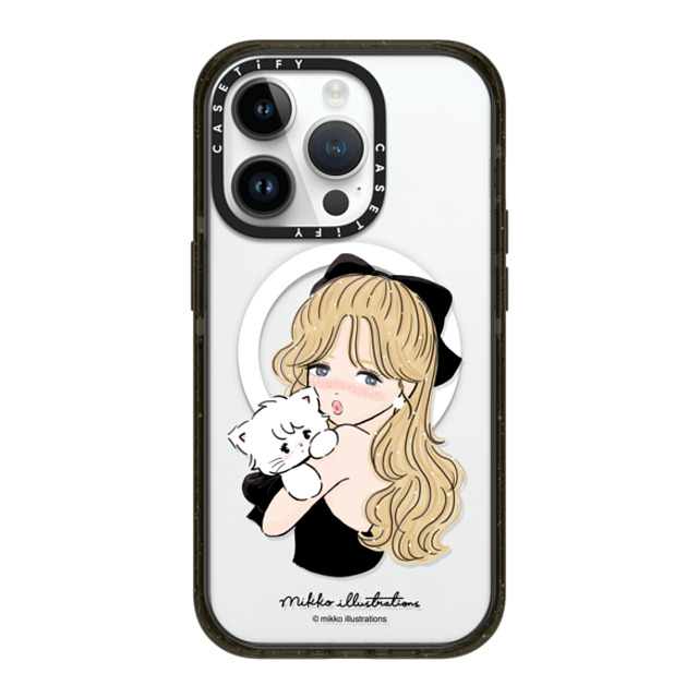 mikko illustrations x CASETiFY iPhone 14 Pro ケース ブラック インパクトケース MagSafe対応 girl & mousse (black)