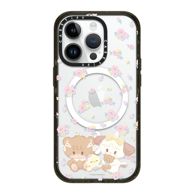 mikko illustrations x CASETiFY iPhone 14 Pro ケース ブラック インパクトケース MagSafe対応 latte & souffle flower