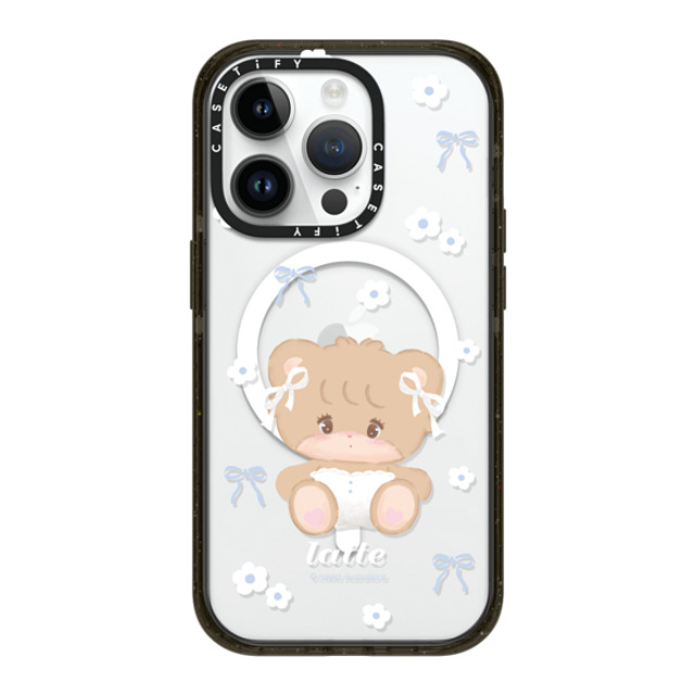 mikko illustrations x CASETiFY iPhone 14 Pro ケース ブラック インパクトケース MagSafe対応 latte ribbon