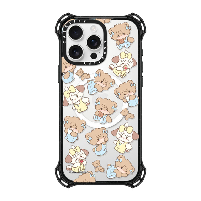 mikko illustrations x CASETiFY iPhone 16 Pro Max ケース ブラック バウンスケース souffle & latte pattern