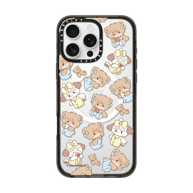 mikko illustrations x CASETiFY iPhone 16 Pro Max ケース ブラック インパクトケース MagSafe対応 souffle & latte pattern