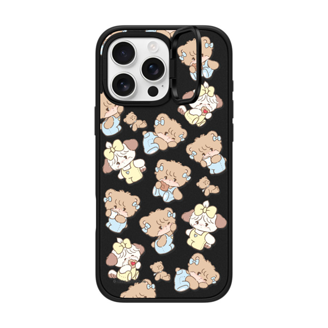 mikko illustrations x CASETiFY iPhone 16 Pro Max ケース マットブラック インパクトリングスタンドケース MagSafe対応 souffle & latte pattern