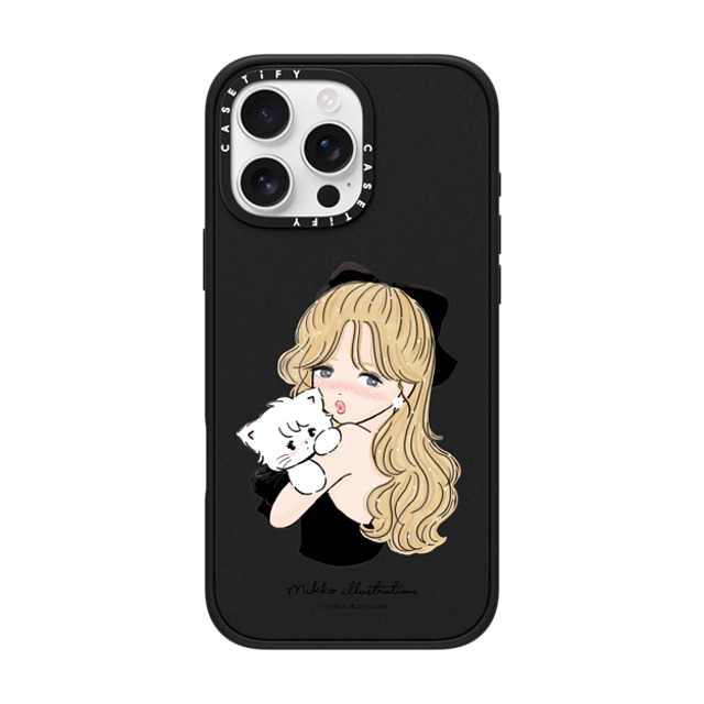 mikko illustrations x CASETiFY iPhone 16 Pro Max ケース マットブラック インパクトケース MagSafe対応 girl & mousse (black)