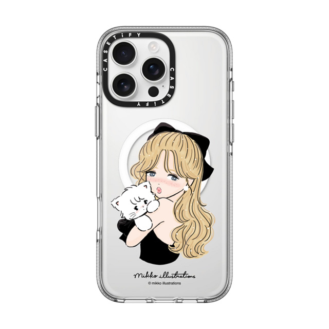 mikko illustrations x CASETiFY iPhone 16 Pro Max ケース クリア クリア ケース MagSafe対応 girl & mousse (black)