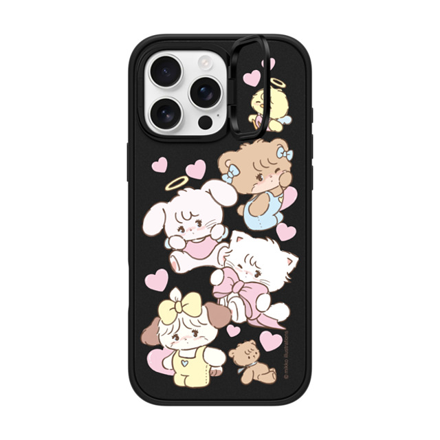 mikko illustrations x CASETiFY iPhone 16 Pro Max ケース マットブラック インパクトリングスタンドケース MagSafe対応 mikko characters