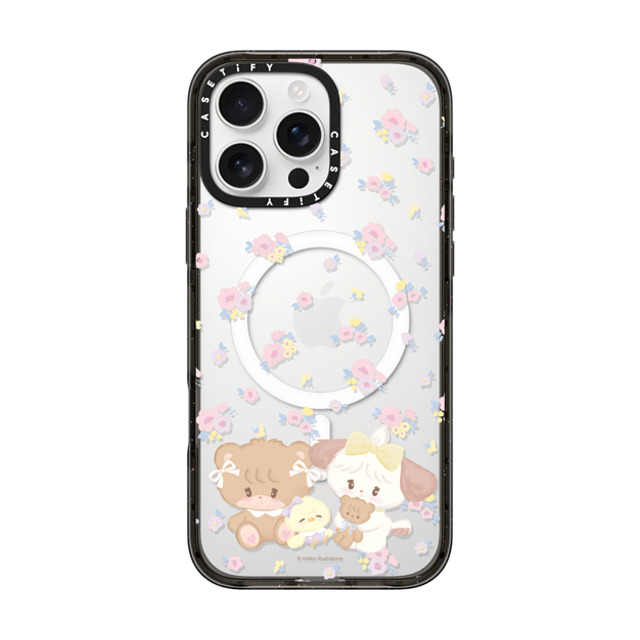 mikko illustrations x CASETiFY iPhone 16 Pro Max ケース ブラック インパクトケース MagSafe対応 latte & souffle flower