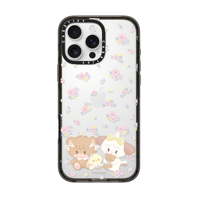 mikko illustrations x CASETiFY iPhone 16 Pro Max ケース ブラック インパクトケース latte & souffle flower