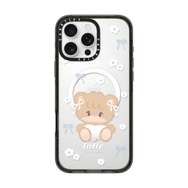 mikko illustrations x CASETiFY iPhone 16 Pro Max ケース ブラック インパクトケース MagSafe対応 latte ribbon