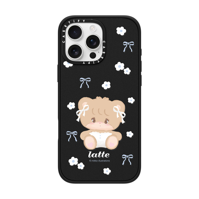 mikko illustrations x CASETiFY iPhone 16 Pro Max ケース マットブラック インパクトケース MagSafe対応 latte ribbon