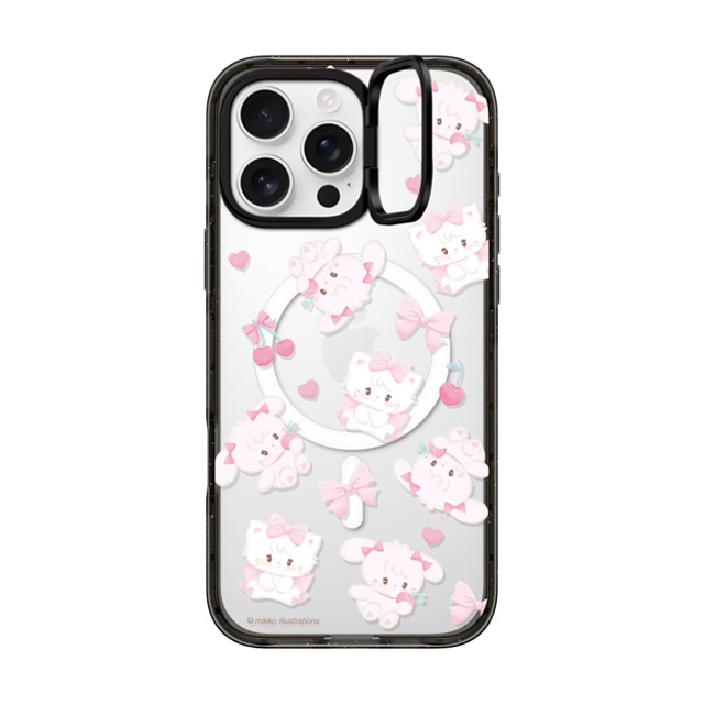 mikko illustrations x CASETiFY iPhone 16 Pro Max ケース ブラック インパクトリングスタンドケース MagSafe対応 mousse & cammy cherry