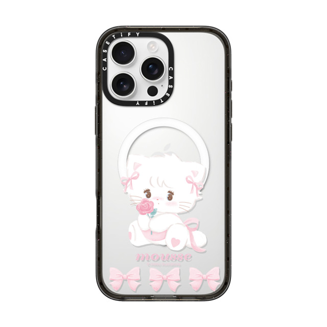 mikko illustrations x CASETiFY iPhone 16 Pro Max ケース ブラック インパクトケース MagSafe対応 mousse ribbon