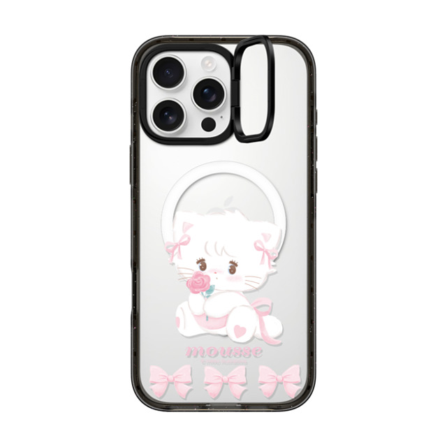 mikko illustrations x CASETiFY iPhone 16 Pro Max ケース ブラック インパクトリングスタンドケース MagSafe対応 mousse ribbon