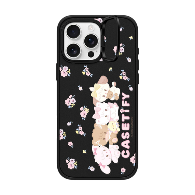 mikko illustrations x CASETiFY iPhone 16 Pro Max ケース マットブラック インパクトリングスタンドケース MagSafe対応 花