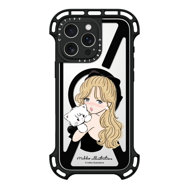 mikko illustrations x CASETiFY iPhone 16 Pro Max ケース ブラック ウルトラ バウンスケース MagSafe対応 girl & mousse (black)