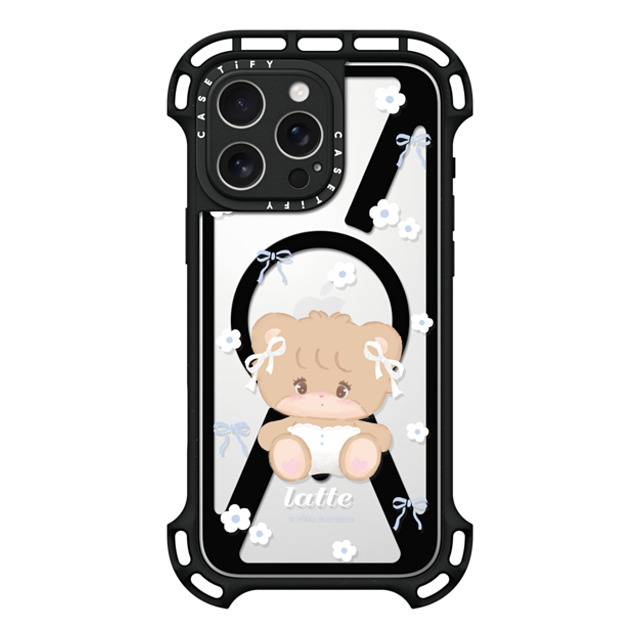 mikko illustrations x CASETiFY iPhone 16 Pro Max ケース ブラック ウルトラ バウンスケース MagSafe対応 latte ribbon