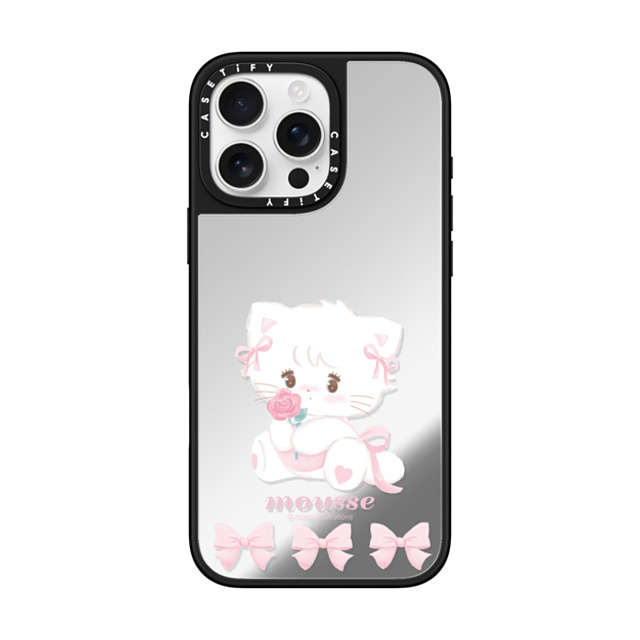 mikko illustrations x CASETiFY iPhone 16 Pro Max ケース Silver on Black ミラーケース MagSafe対応 mousse ribbon